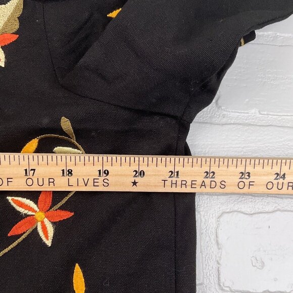 Brownstone Studios Jacket Women P Medium Black Orange Floral Embroider Shacket - Picture 7 of 11